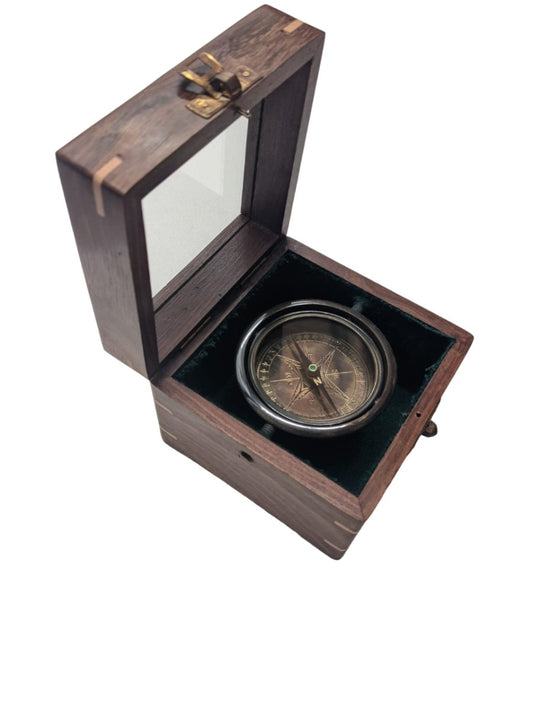 Stanley London 80mm Gimballed Box Compass With Glass Top - (CN108A) - Vintage World Australia - 1