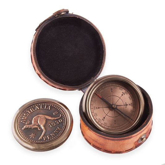 Australian 1930 Penny 60mm Portable Compass - Vintage World Australia - 1