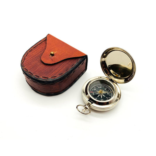 Nickel Flip Cover 45mm Pocket Compass - (CN111B) - Vintage World Australia - 1