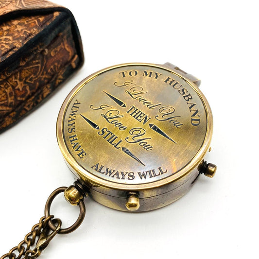 45mm Pocket Compass with message - Husband - Vintage World Australia - 1