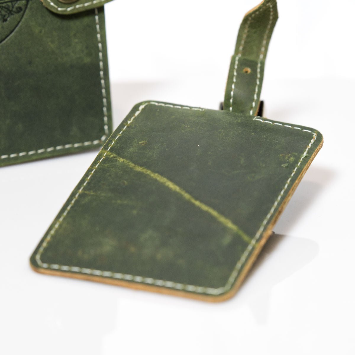 Handmade Leather Passport Cover & Luggage Tag Set - Green - Vintage World Australia - 7