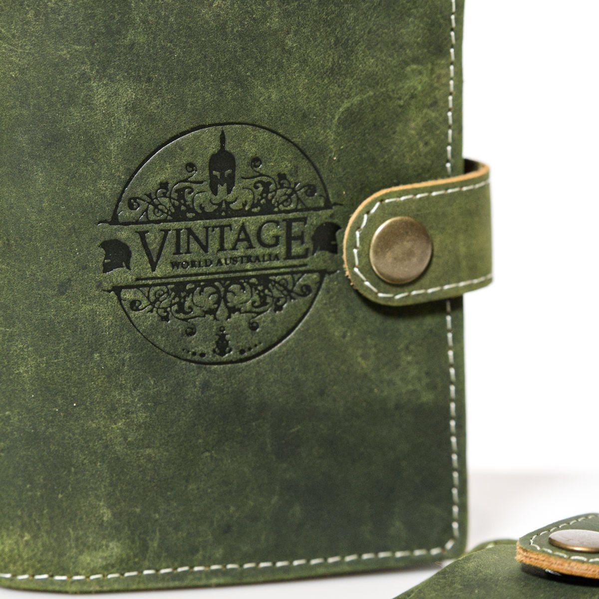 Handmade Leather Passport Cover & Luggage Tag Set - Green - Vintage World Australia - 9