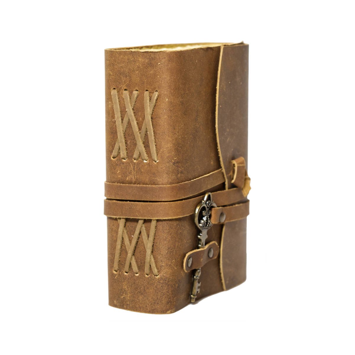 Handmade Journal with key - Dark Brown Leather - Vintage World Australia - 4