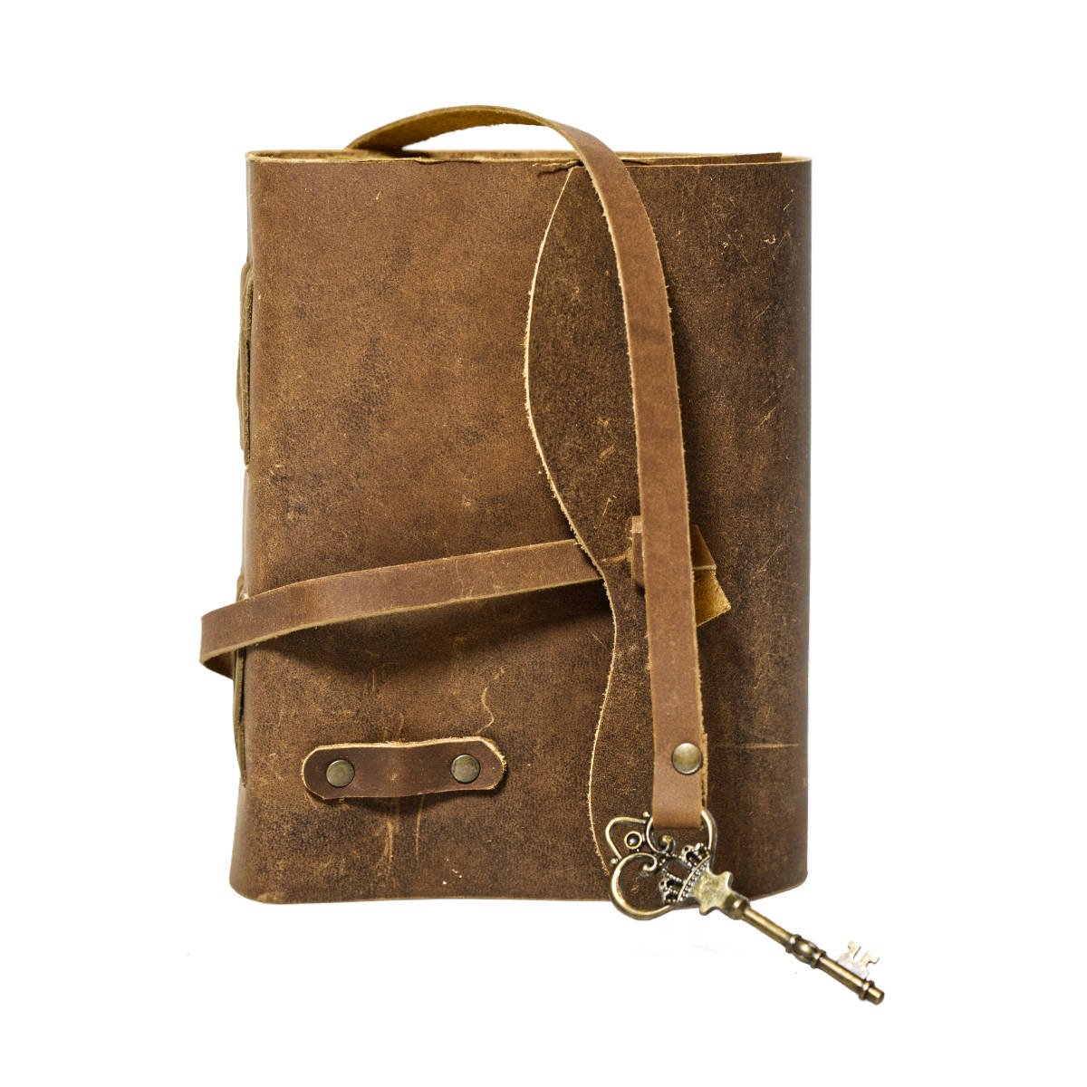 Handmade Journal with key - Dark Brown Leather - Vintage World Australia - 5