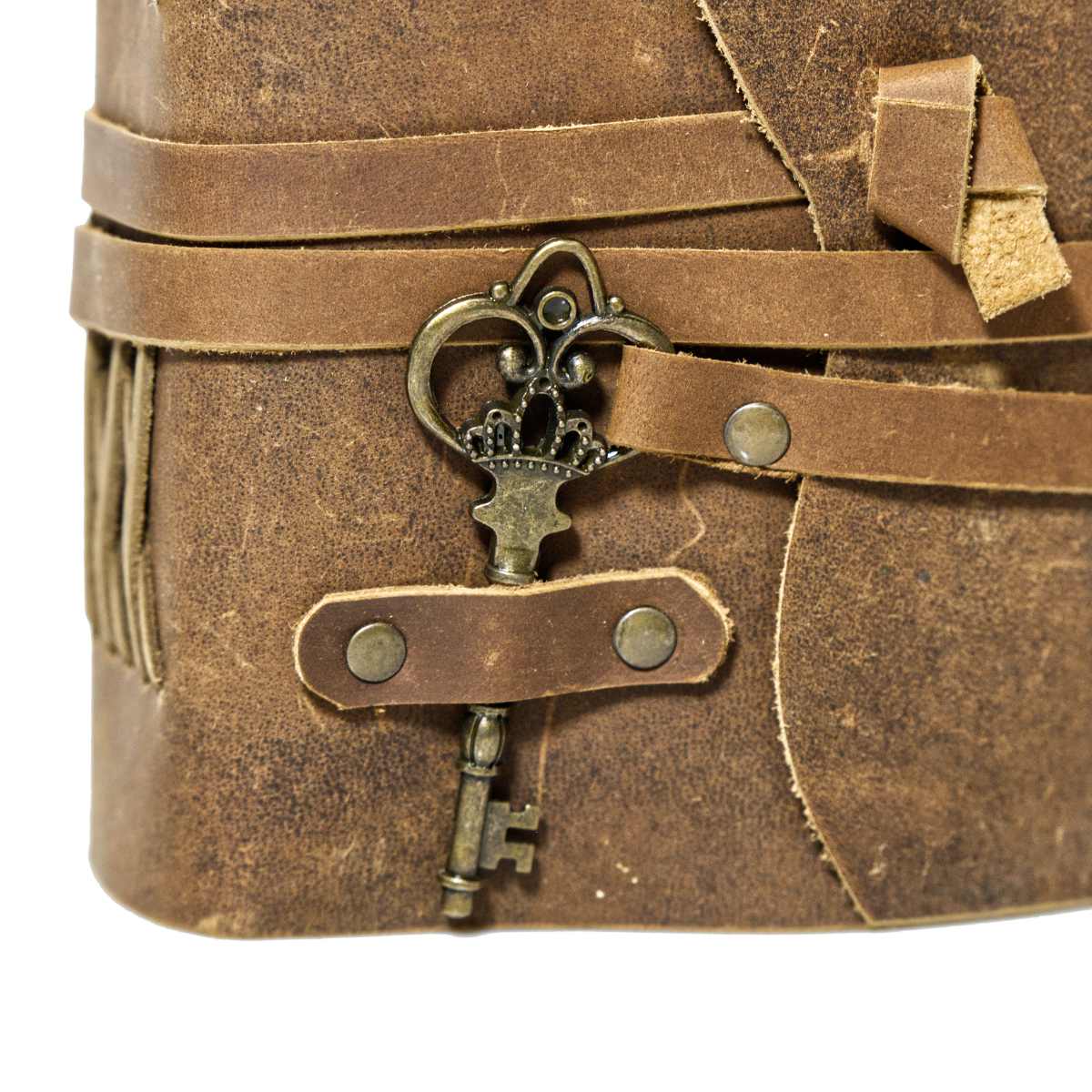 Handmade Journal with key - Dark Brown Leather - Vintage World Australia - 2