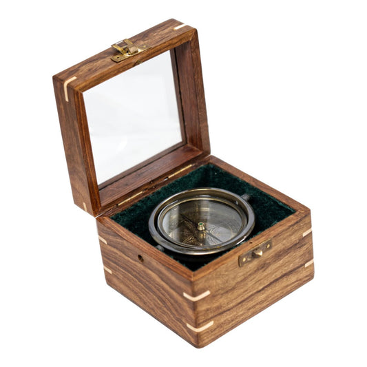 Stanley London 80mm Gimballed Box Compass With Glass Top - (CN108A) - Vintage World Australia - 1