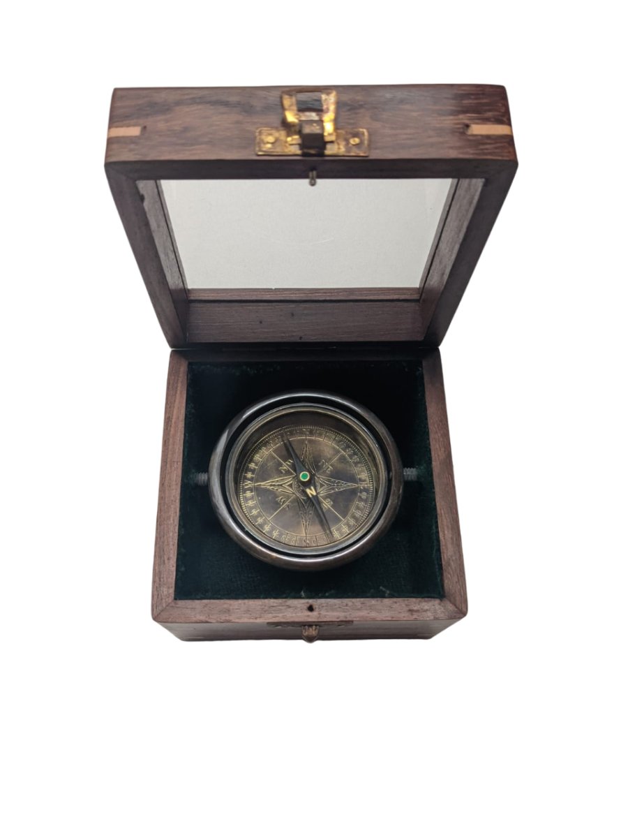 Stanley London 80mm Gimballed Box Compass With Glass Top - (CN108A) - Vintage World Australia - 3