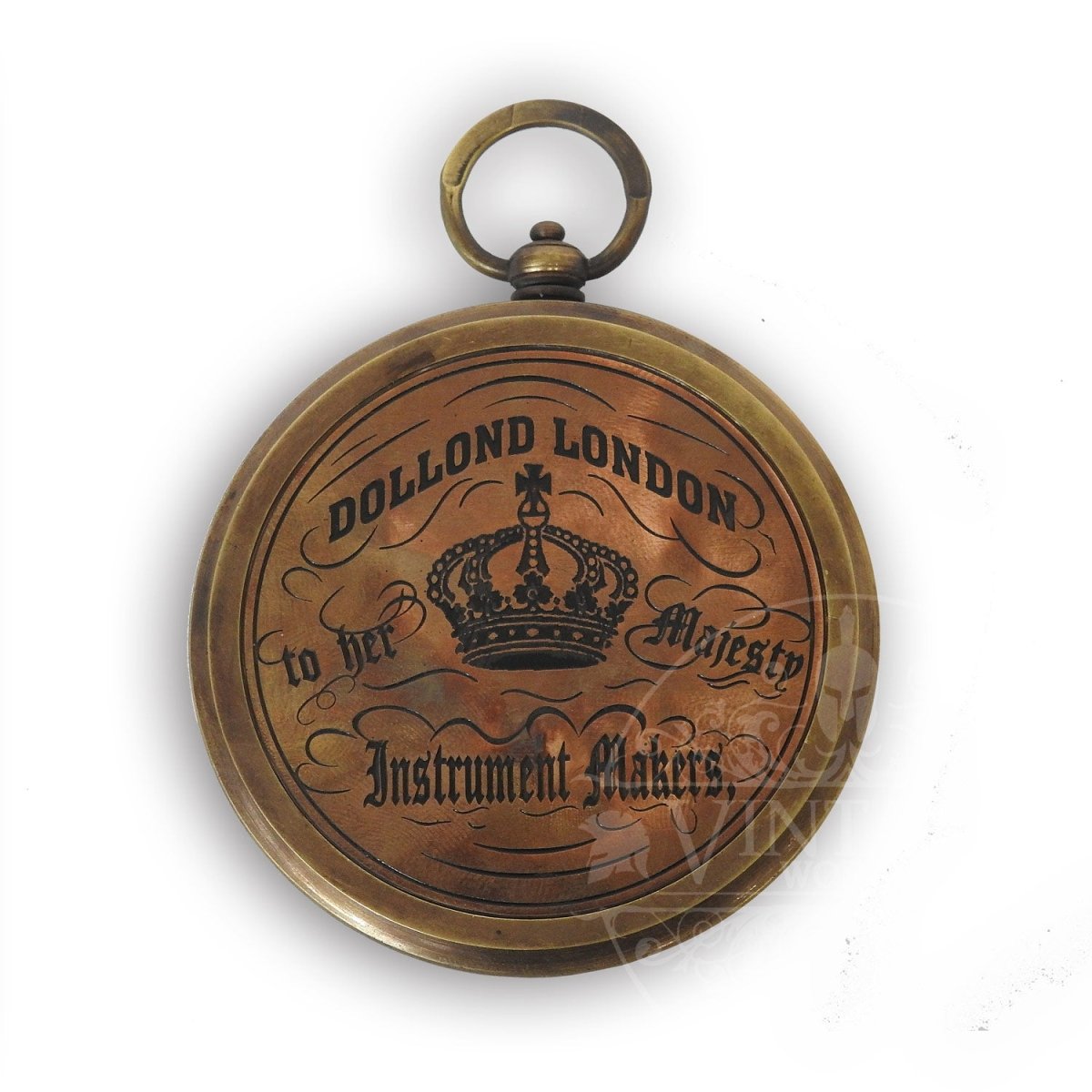 Royal Antique Brass Compass with Glass Top Wooden Box - Vintage World Australia - 3