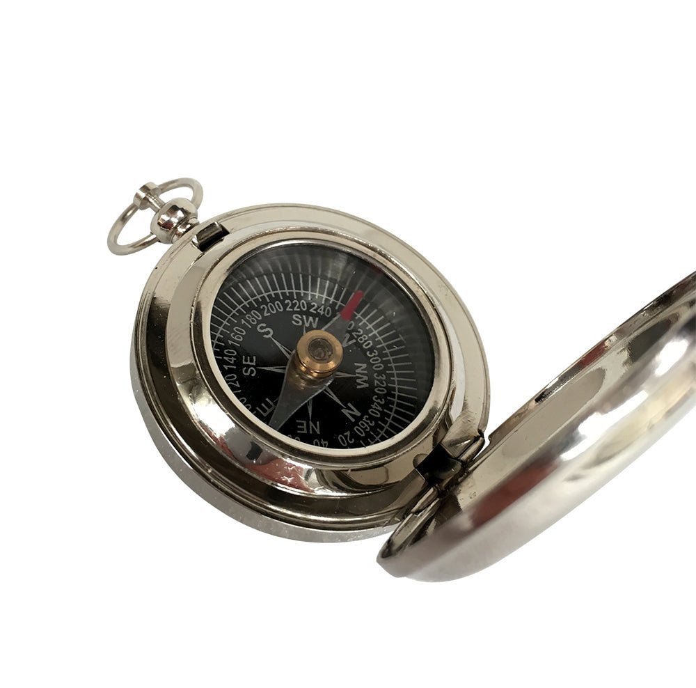 Nickel Flip Cover 45mm Pocket Compass - (CN111B) - Vintage World Australia - 6