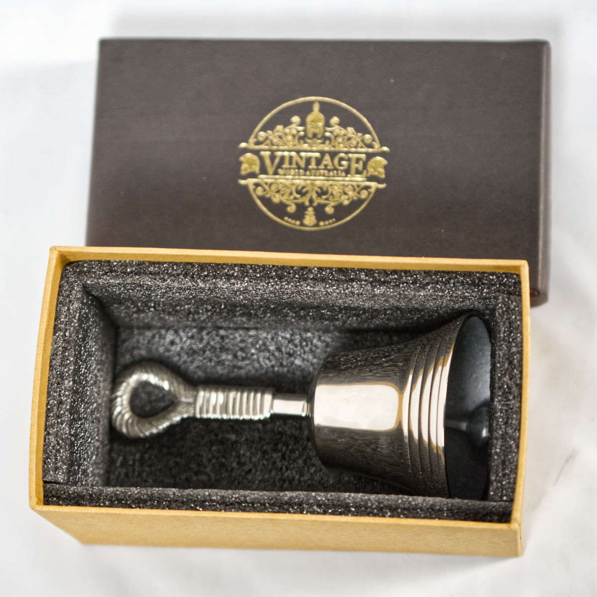 Nickel Finish Premium Quality Hand Bell - 80mm - Vintage World Australia - 2