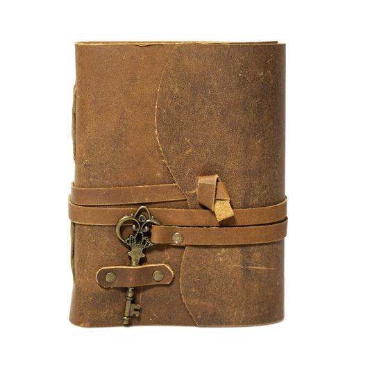Handmade Journal with key - Dark Brown Leather - Vintage World Australia - 1