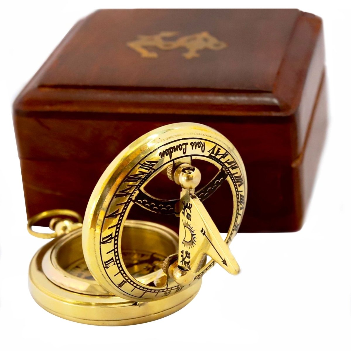 Polished Brass 45mm Pocket Sundial Compass - Vintage World Australia - 1