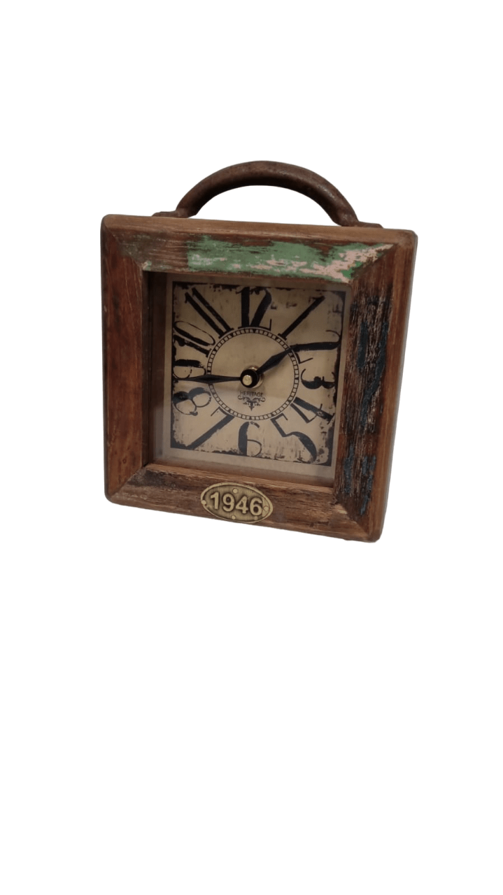 Small Recycle Square Table Clock - ( TC110 ) - Vintage World Australia - 4