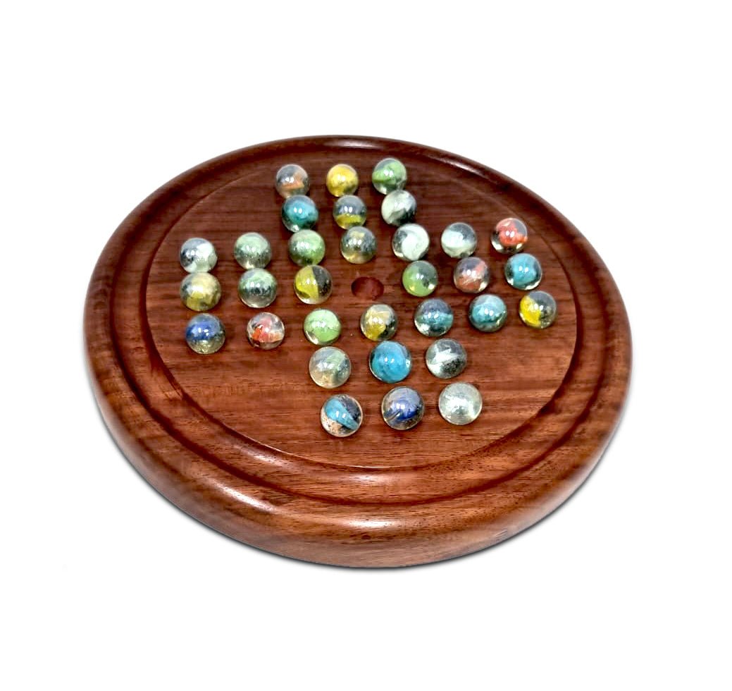 Wooden Solitaire Game - Marble balls - (WSG127) - Vintage World Australia - 1