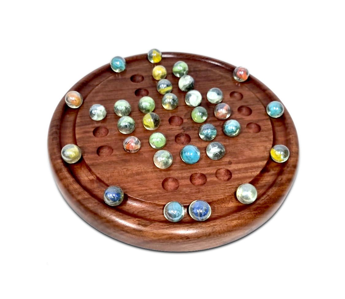 Wooden Solitaire Game - Marble balls - (WSG127) - Vintage World Australia - 2
