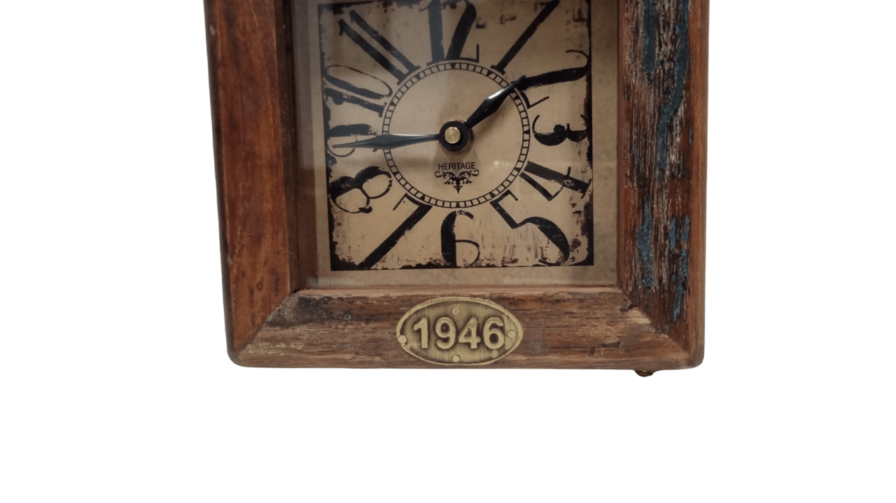 Small Recycle Square Table Clock - ( TC110 ) - Vintage World Australia - 3