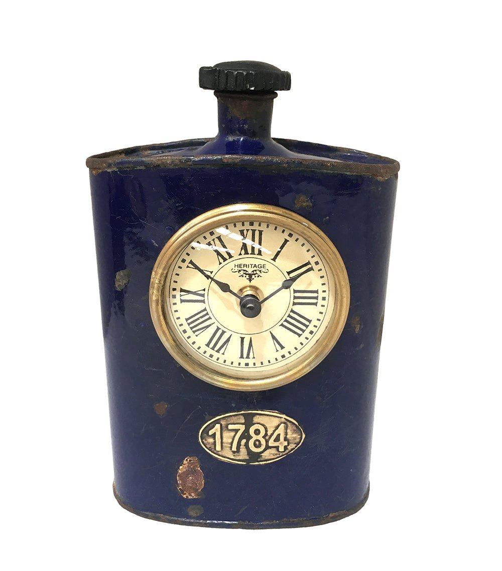 Table Clock - Old Iron Drinking Flask - (TC105) - Vintage World Australia - 4