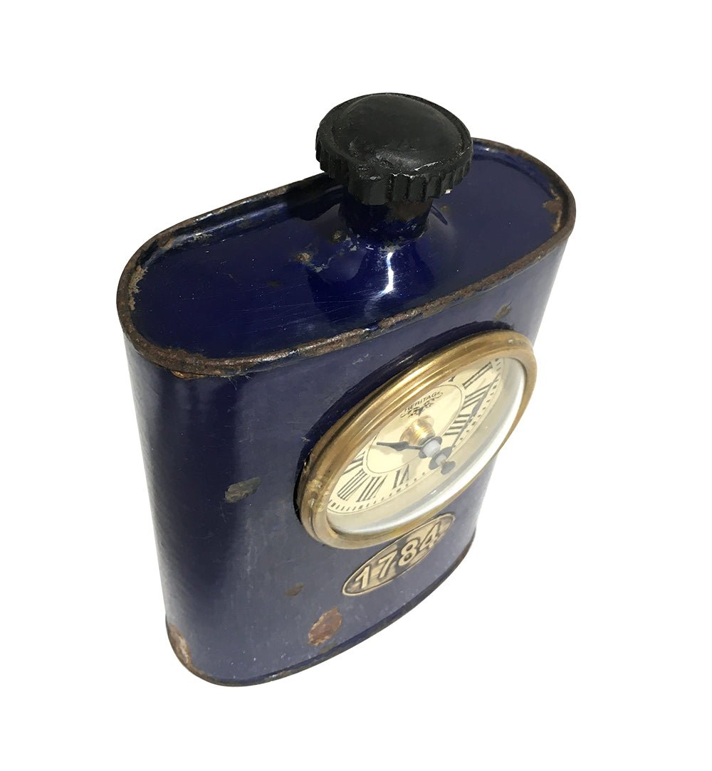 Table Clock - Old Iron Drinking Flask - (TC105) - Vintage World Australia - 5