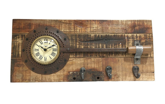 Wall Clock - Frying Pan On Recycled Wood - (TC111) - Vintage World Australia - 1