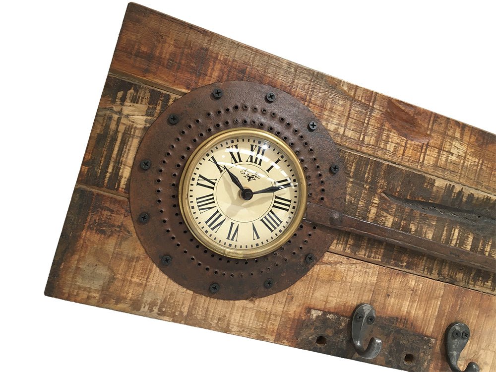 Wall Clock - Frying Pan On Recycled Wood - (TC111) - Vintage World Australia - 2