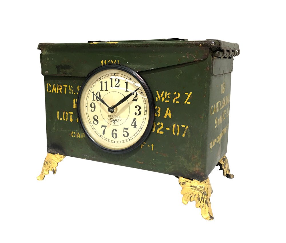 Table Clock - Military Ammo Box - ( TC113 ) - Vintage World Australia - 1