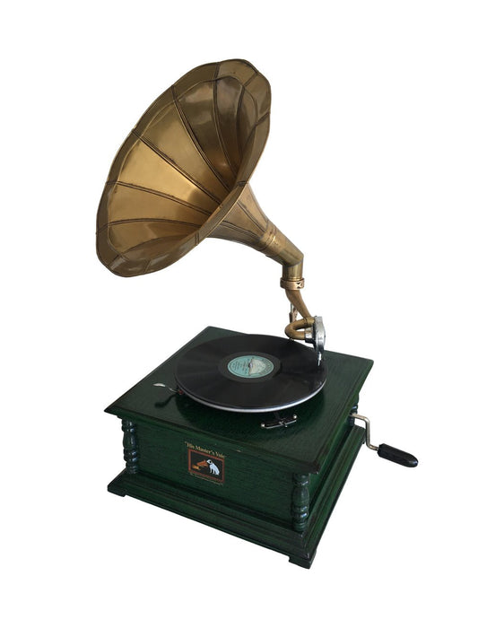 Vintage 'HMV' Gramophone - Olive Green - Vintage World Australia - 1