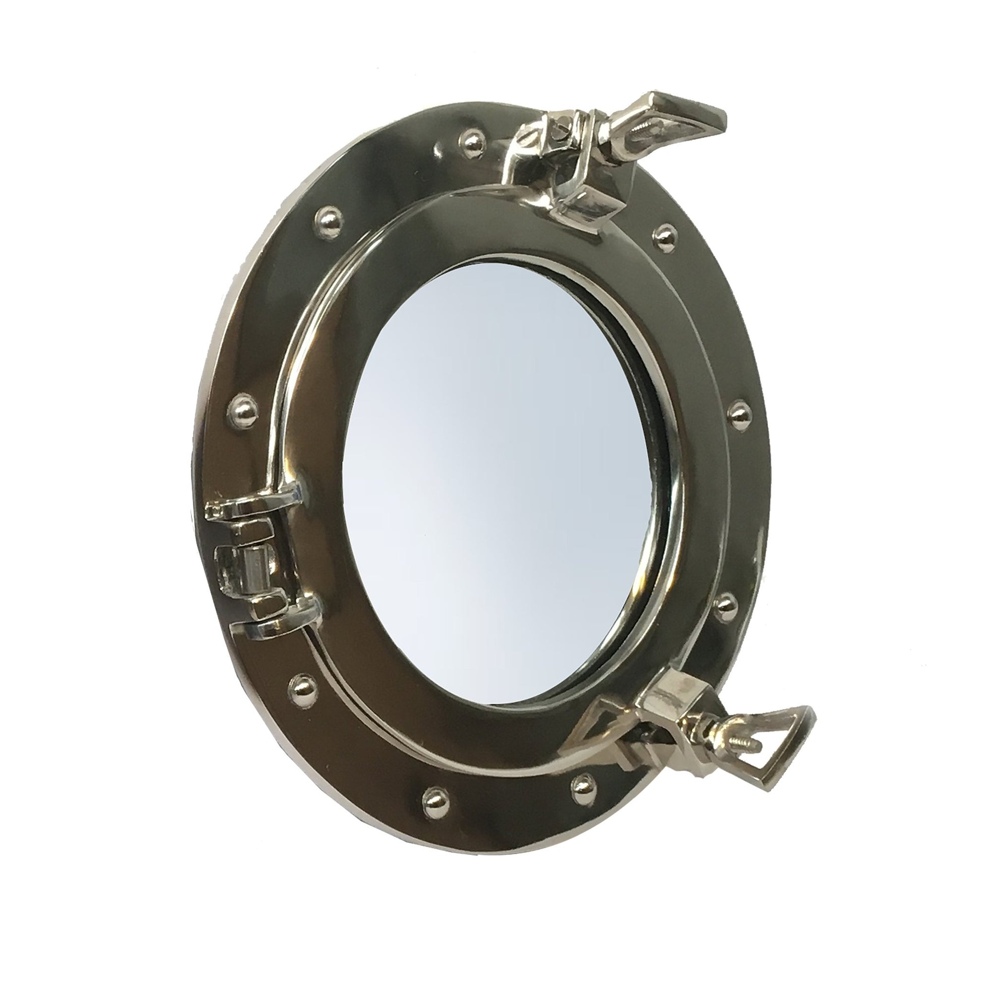 Nickel 250mm Porthole Mirror- (PH101A) - Vintage World Australia - 2