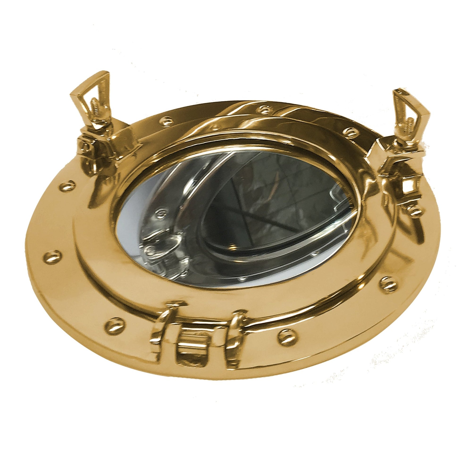 Brass 380mm Porthole Mirror- (PH102) - Vintage World Australia - 1