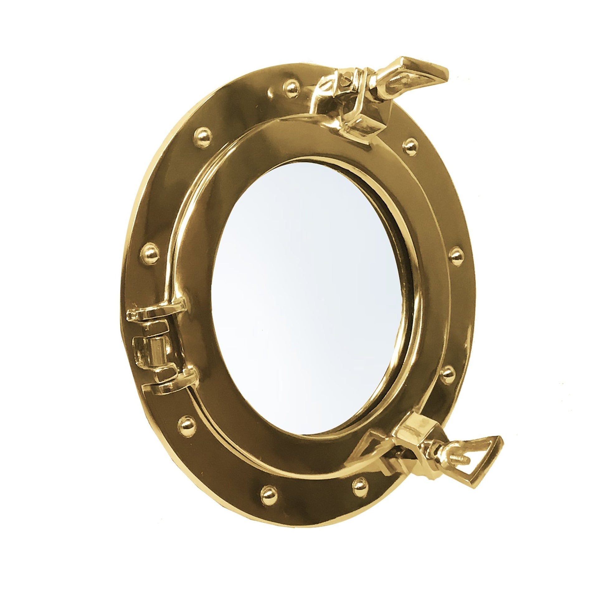 Brass 380mm Porthole Mirror- (PH102) - Vintage World Australia - 2