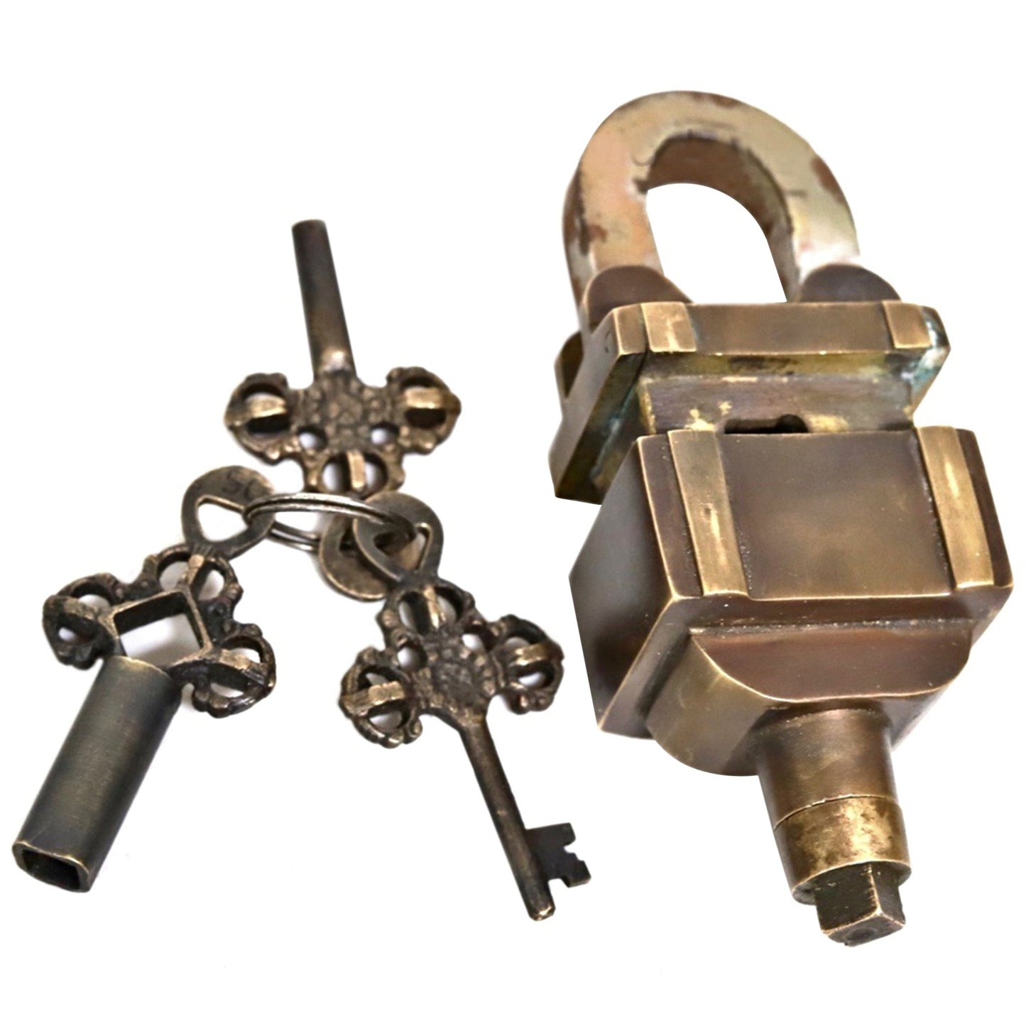 Antique Style 3 Key Combination Padlock - (PL102) - Vintage World Australia - 1