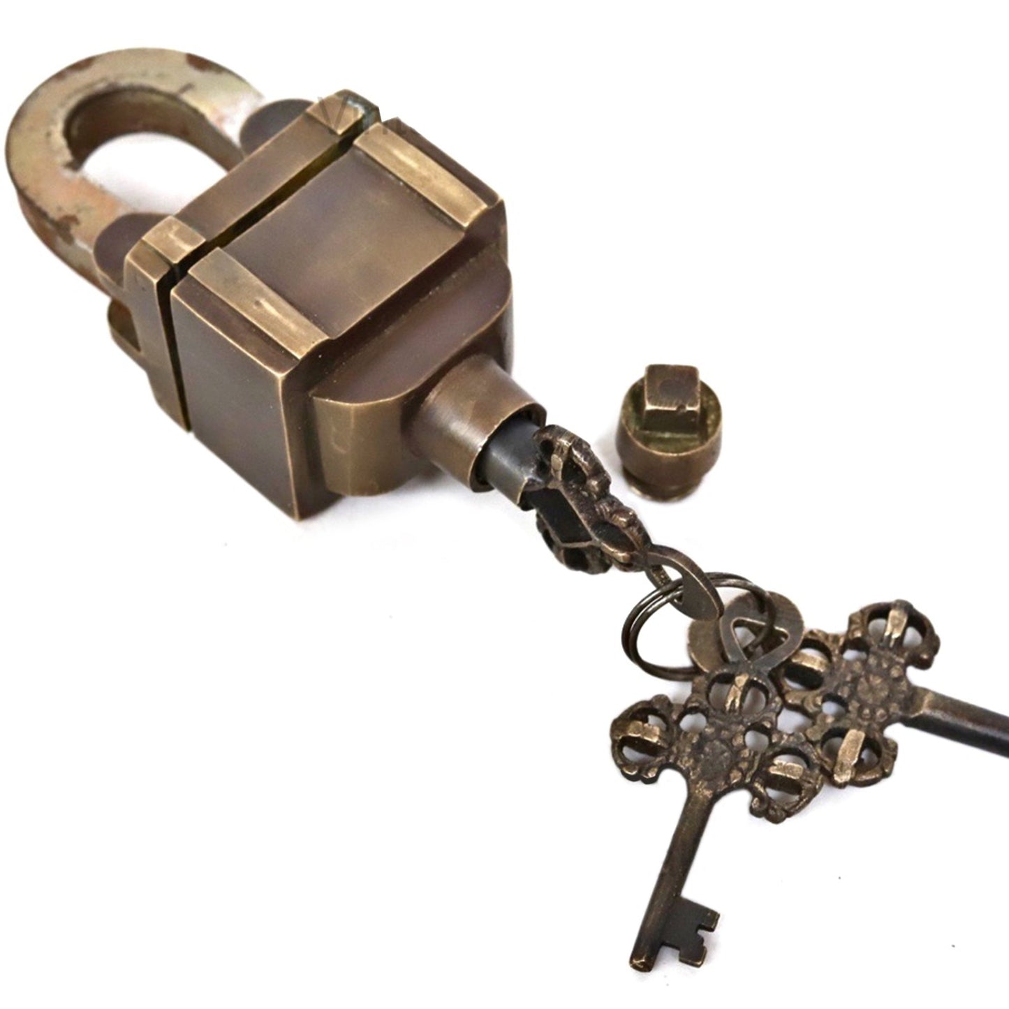 Antique Style 3 Key Combination Padlock - (PL102) - Vintage World Australia - 4
