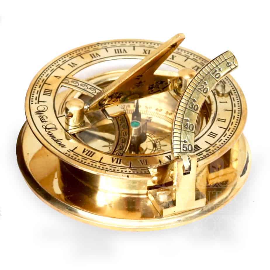 Polished Brass 60mm Sundial Compass - (SN107) - Vintage World Australia - 6