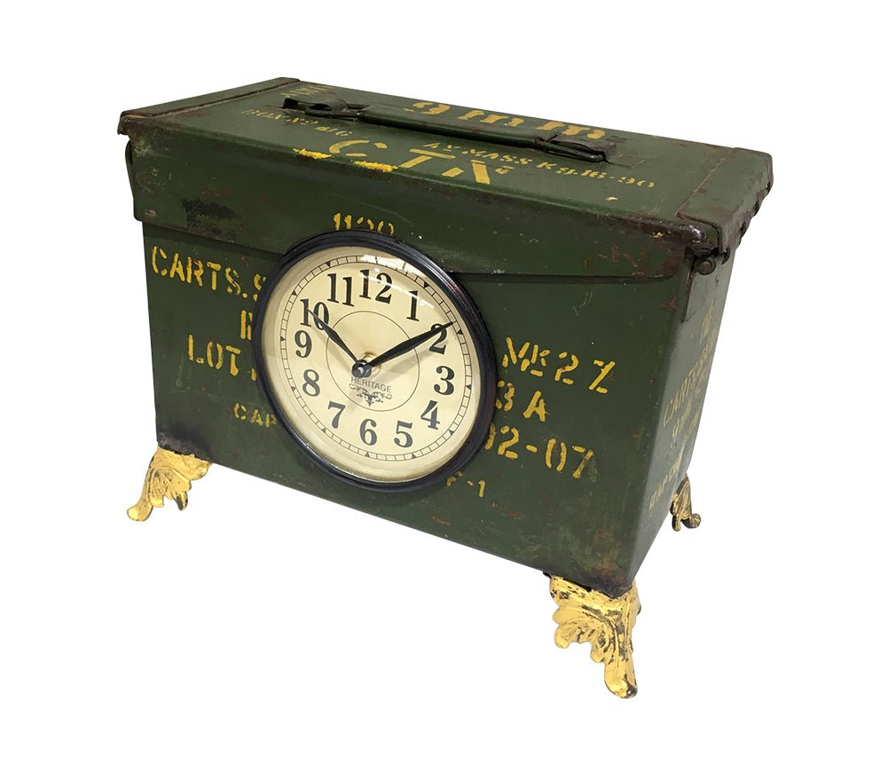 Table Clock - Military Ammo Box - ( TC113 ) - Vintage World Australia - 3