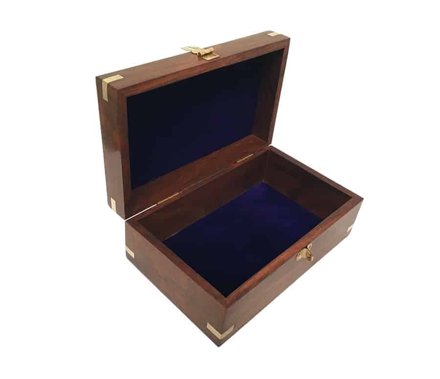 Large Jewellery Box – wood & brass / nautical theme