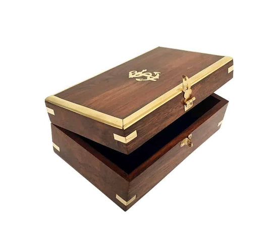jewellery box - wood & brass / nautical theme gift