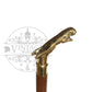 Brass Jaguar Handle Walking Stick (Gold Finish) - ( WS108A ) - Vintage World Australia - 3