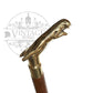Brass Jaguar Handle Walking Stick (Gold Finish) - ( WS108A ) - Vintage World Australia - 1